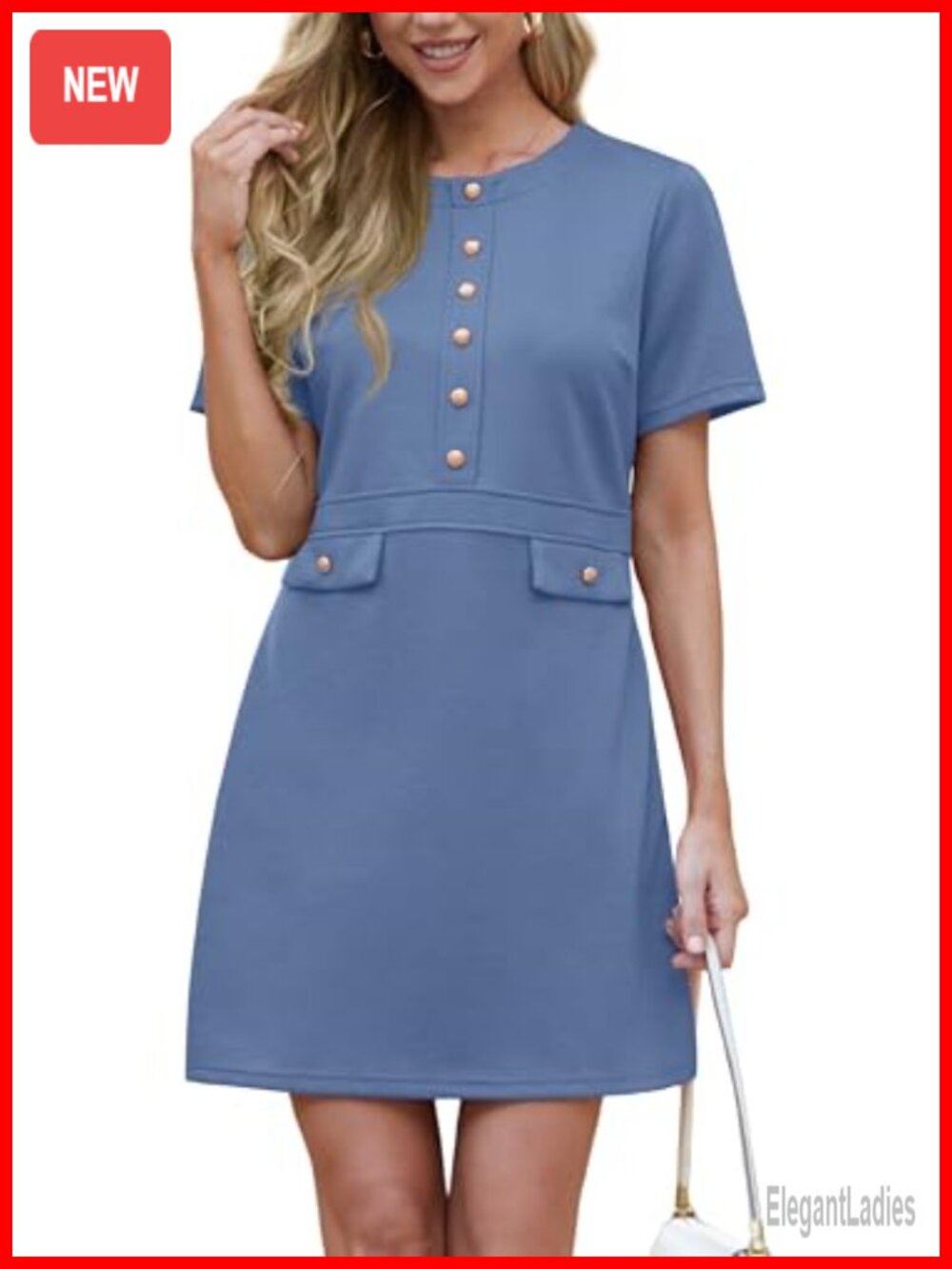 Women's Summer Short Sleeve Button Bodycon Mini Business Dress